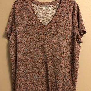 Mudd Burnout V-Neck Tee - Allover Leopard Print